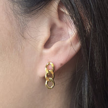 Load image into Gallery viewer, close up of a person's ear wearing a short chain earring.
